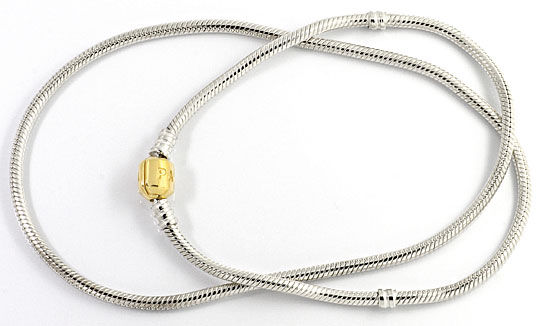 Foto 1 - Pandora Halskette, 925 Silber, 585 Goldverschluss, 50Cm, R4735