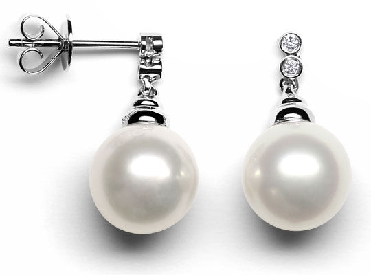 Foto 1 - Ein Paar Ohrhänger feinste Südsee Perlen Brillanten 18K, S1167