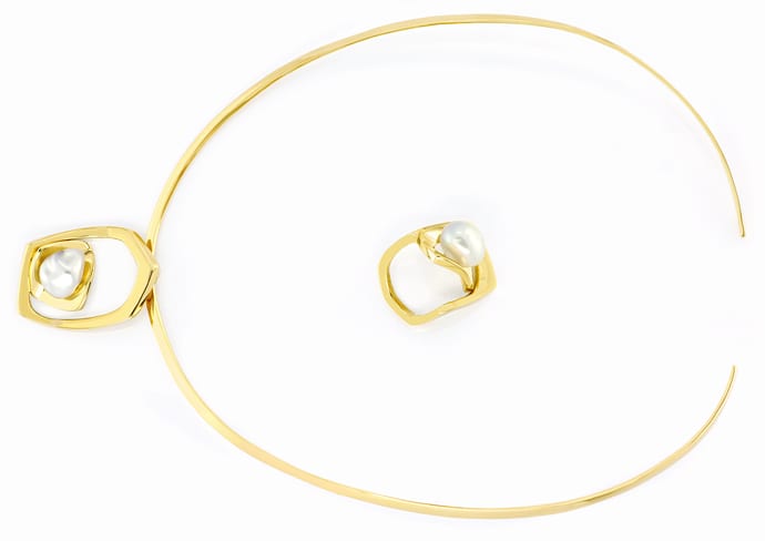 Foto 1 - Extravagantes Perlen-Schmuckset Ring Halsreif, S5470