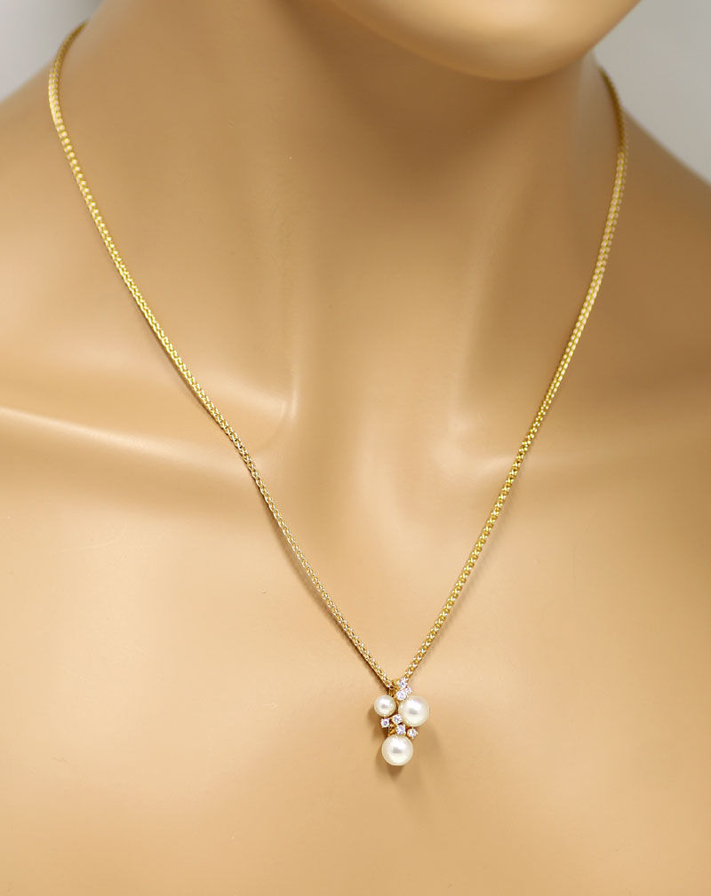 Foto 4 - Perlen Diamanten-Collier mit 0,18ct Brillanten Gelbgold, S9758