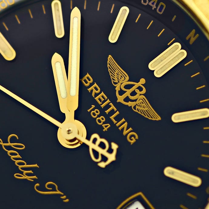 Foto 3 - Breitling LadyJ Damen-Armbanduhr in Stahlgold Lederband, U2578